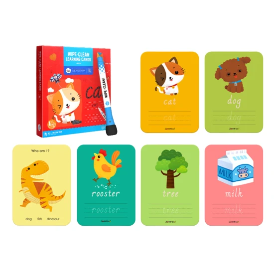 Jarmelo lekaparható oktatókártyák - angol szavak EN, radírjelölő, oktatójáték.