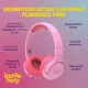 Vezeték nélküli gyerekfejhallgató Kiddoboo Flamingo Pink LED lámpával és kiváló minőségű mikrofonnal - biztonságos és stílusos fejhallgató 6 éves kortól gyerekeknek.