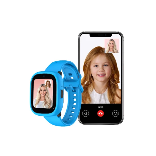 Gyermek okosóra Kiddoboo x Lagenio WatchMe 4G kék-fekete színben kijelzővel, kamerával és SOS funkcióval - biztonságos és játékos kiegészítő gyerekeknek.