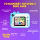 FotoFun Dino Blue fényképezőgép - kék azonnali kamera gyerekeknek azonnali nyomtatással, színes markerekkel és szórakoztató képkeretekkel.