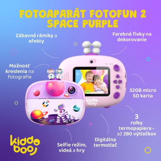 Kiddoboo FotoFun 2 Space Purple gyerek fényképezőgép