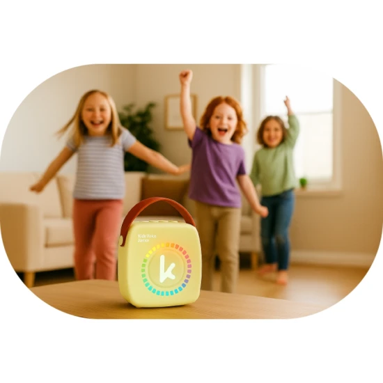 Vezeték nélküli karaoke szett gyerekeknek Bluetooth és LED sárga