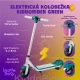 Fehér-zöld elektromos gyerekrobogó Kiddoboo KiddoRider csúszásmentes szőnyeggel, LED lámpával és összecsukható kerettel - ideális gyerekeknek 6 éves kortól.
