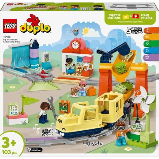 LEGO DUPLO Nagy interaktív közösségi vonat karakterekkel és akciókockákkal