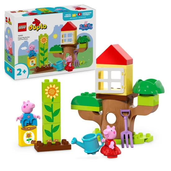LEGO® DUPLO® Peppa malac – Kert és faház Peppával és Tomival a kertben.