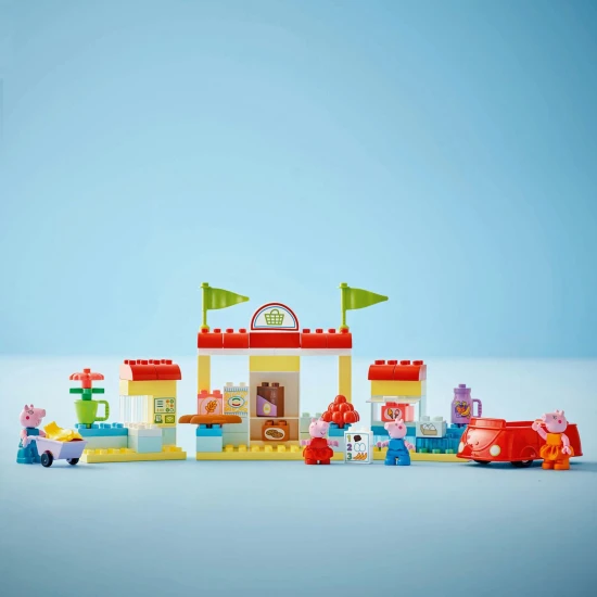Peppa malac és családja a LEGO® DUPLO® szupermarketben – vásárlási kaland játékautóval és talicskával