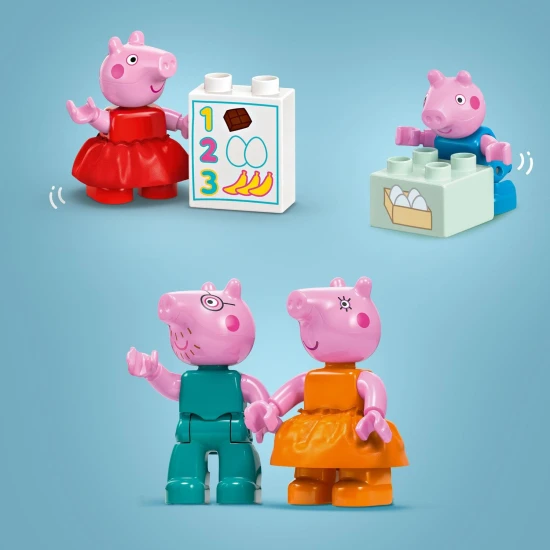 Peppa malac és családja a LEGO® DUPLO® szupermarketben – vásárlási kaland játékautóval és talicskával