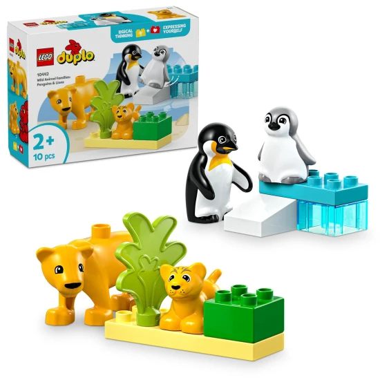 Az oroszlánokból és pingvinekből álló LEGO család készen áll a vadonbeli kalandra