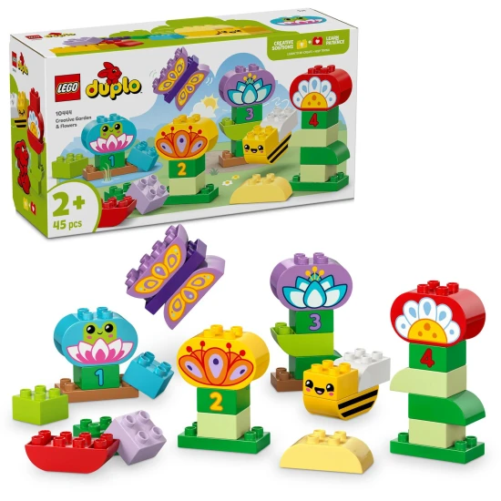 LEGO Kreatív kert virágokkal, méhekkel, pillangókkal és egy békával – színes építőkészlet kisgyermekek számára