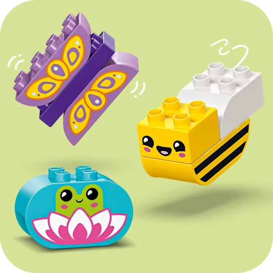 LEGO Kreatív kert virágokkal, méhekkel, pillangókkal és egy békával – színes építőkészlet kisgyermekek számára