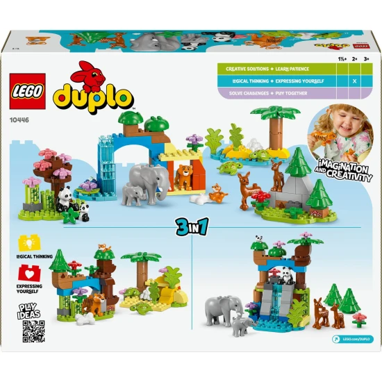 LEGO DUPLO Wild Animal Families oktatókészlet gyerekeknek Állatfigurák Elefánt Panda Tigris Teknős Szarvas Kreatív játék gyerekeknek