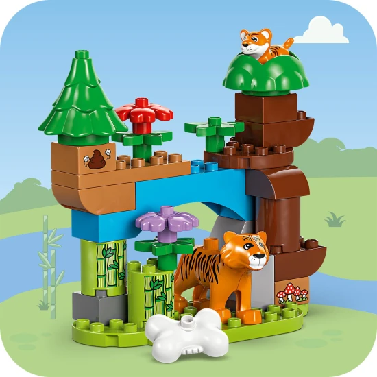 LEGO DUPLO Wild Animal Families oktatókészlet gyerekeknek Állatfigurák Elefánt Panda Tigris Teknős Szarvas Kreatív játék gyerekeknek
