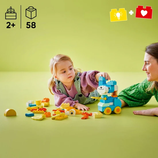 LEGO DUPLO 3 az 1-ben Állatkák kerekeken 10448 – kacsa, hal és kiskutya építőjáték gyermekeknek
