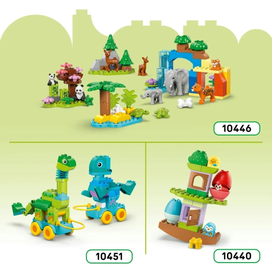 LEGO DUPLO 3 az 1-ben Állatkák kerekeken 10448 – kacsa, hal és kiskutya építőjáték gyermekeknek