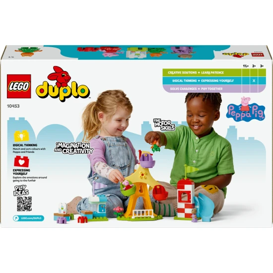 LEGO DUPLO Vidámpark Peppa, Cili és Dany óriáskeréken és csúszdával.