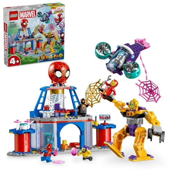 LEGO® 4+ Team Spidey's Spider Base – Akciódús építőkészlet Pók, Vasember és mások kedvenc szuperhőseivel