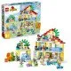 LEGO DUPLO Családi ház 3 az 1-ben: Háromszintes ház, garázs autóval és növényekkel teli kert.