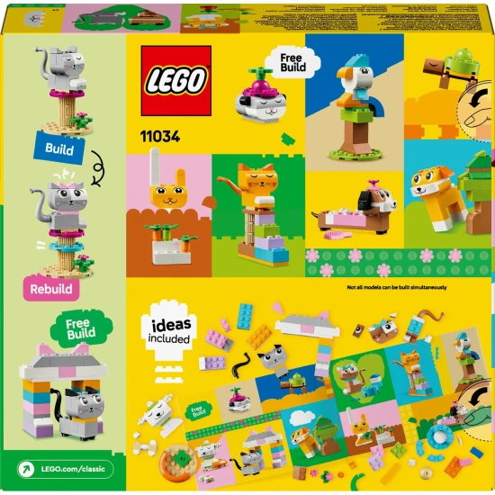 LEGO® Classic Creative Pets Building Kit (11034) – Építsd meg kedvenc házi kedvenceidet színes LEGO kockákkal és egyszerű utasításokkal