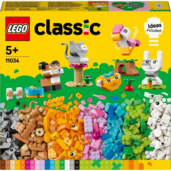 LEGO® Classic Creative Pets Building Kit (11034) – Építsd meg kedvenc házi kedvenceidet színes LEGO kockákkal és egyszerű utasításokkal