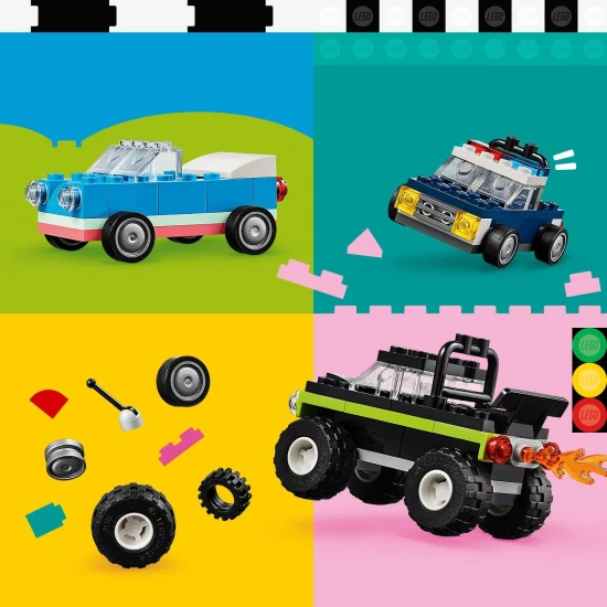 LEGO Classic Kreatív járművek LEGO® Classic Creative járművek (11036) – 900 kockát és 52 kereket tartalmazó készlet különböző színű járművek építéséhez 5 éves kortól.
