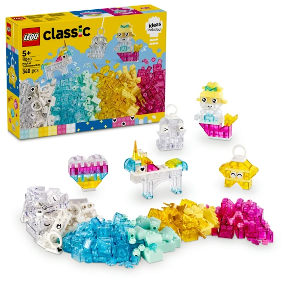 Kreatív LEGO Classic építőkészlet áttetsző blokkokkal a végtelen építési lehetőségekért.