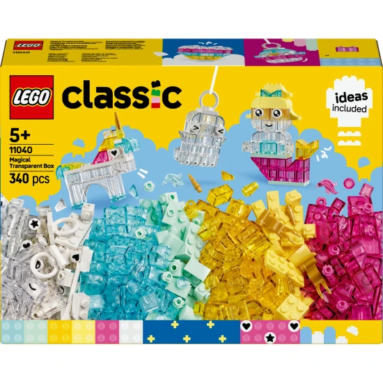 Kreatív LEGO Classic építőkészlet áttetsző blokkokkal a végtelen építési lehetőségekért.