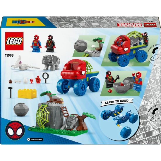 LEGO® Marvel 11199: Pók csapata és Dinosaur Rescue with Truck – Akcióminifigurák és dinoszauruszok.