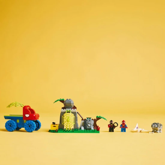 LEGO® Marvel 11199: Pók csapata és Dinosaur Rescue with Truck – Akcióminifigurák és dinoszauruszok.