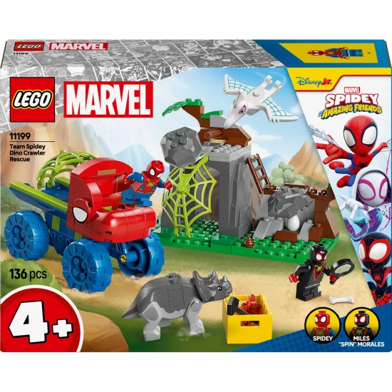 LEGO® Marvel 11199: Pók csapata és Dinosaur Rescue with Truck – Akcióminifigurák és dinoszauruszok.