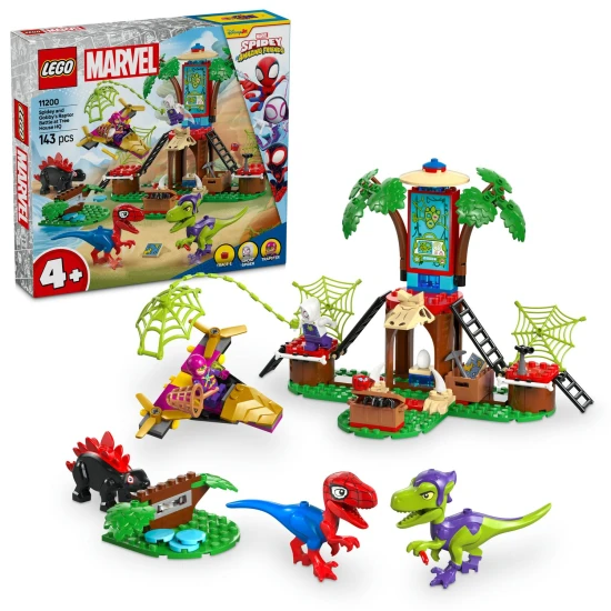 LEGO® Marvel 11200 – Spidey, Gobby és a Raptors egy fán harcol szuperhősökkel és dinoszauruszokkal.