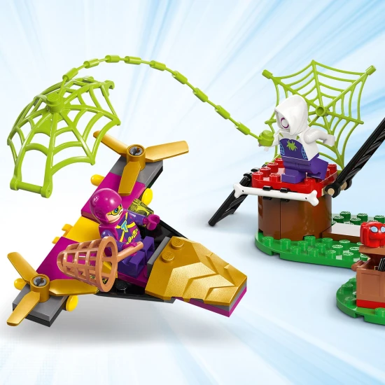 LEGO® Marvel 11200 – Spidey, Gobby és a Raptors egy fán harcol szuperhősökkel és dinoszauruszokkal.