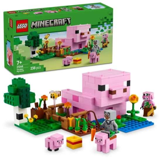 LEGO Minecraft Malacház 21268 – építőkészlet piglinnel, állatokkal és farmmal gyerekeknek