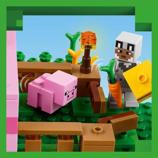 LEGO Minecraft Malacház 21268 – építőkészlet piglinnel, állatokkal és farmmal gyerekeknek