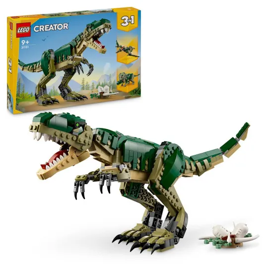 LEGO® Creator 3 az 1-ben modellek: T-Rex, Triceratops és Pterodactyl működés közben – a tökéletes készlet a dinoszauruszok szerelmeseinek.