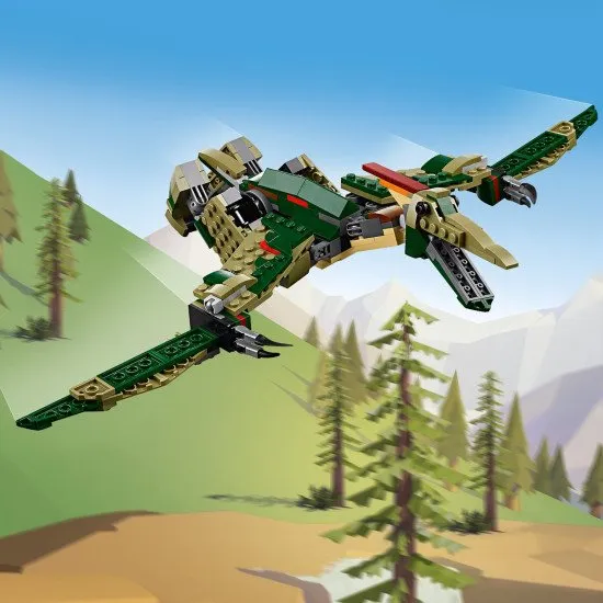 LEGO® Creator 3 az 1-ben modellek: T-Rex, Triceratops és Pterodactyl működés közben – a tökéletes készlet a dinoszauruszok szerelmeseinek.
