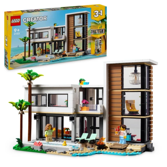 Három csodálatos LEGO Creator ház - egy luxusház úszómedencével, egy modern városi épület pezsgőfürdővel és egy erdei faház nyitható tetővel