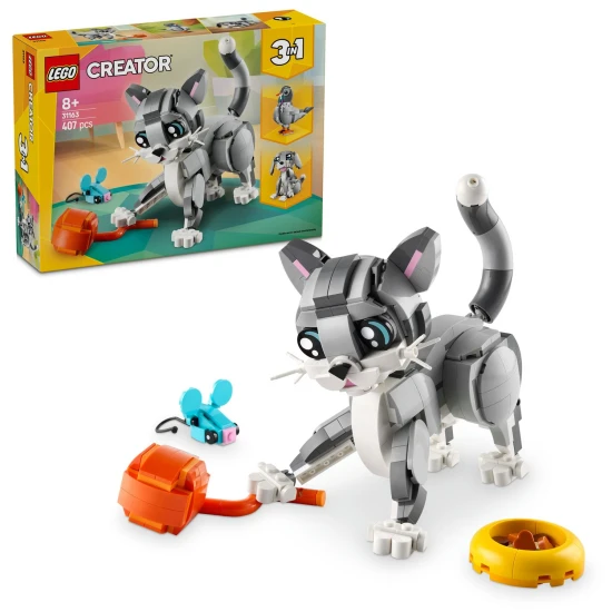 Kreatív építés a LEGO Creator készlettel – macska, kutya és galamb
