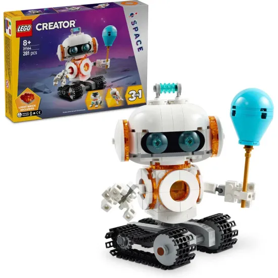 LEGO CREATOR Space Robot - robot, űrkutya és rakéta egy készletben mozgó alkatrészekkel és egy fénykockával.