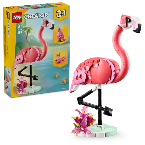 LEGO® Creator 3 az 1-ben készlet rózsaszín flamingóval, kakaduval és axolotllal – szórakoztató és kreatív építkezés gyerekeknek