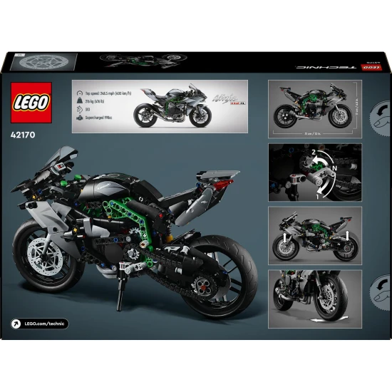 LEGO® Technic Kawasaki Ninja H2R motorkerékpár (42170) - modell kormányzással, felfüggesztéssel, sebességváltóval és mozgó motorral