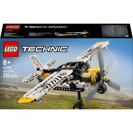 LEGO® Technic 42198 Repülőgép a távoli területekre – Forgó propellerrel és zebrával rendelkező modell.