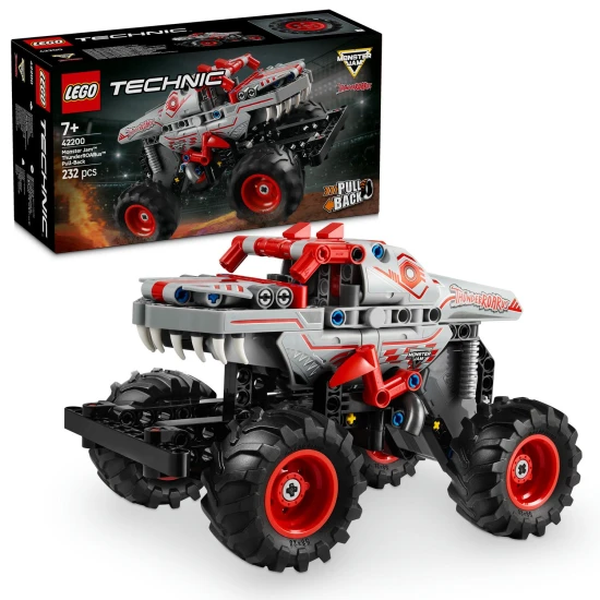 LEGO TECHNIC 42200 Monster Jam ThunderROARus tekercsmotorral LEGO® Technic 42200 Monster Jam™ ThunderROARus™ – Monster truck kihúzható motorral, valósághű részletekkel és agresszív kialakítással.