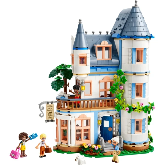LEGO Friends Stílusos szálloda egy kastélyban francia dizájnnal, luxuslakosztály karmos lábfürdővel, télikert, recepciós pult és egy titokzatos tetőtér, tele történelmi műtárgyakkal.