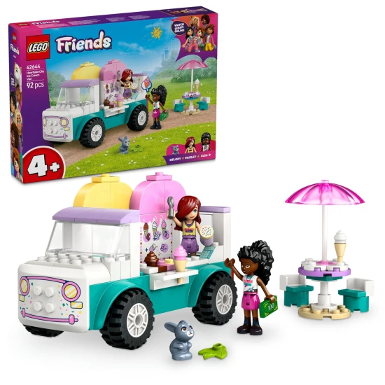 LEGO® Friends 42644 Ice Cream Truck – Játékok gyerekeknek mini babákkal, nyuszival és fagylaltkellékekkel.