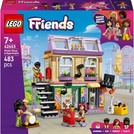 LEGO Friends 42653 – Hangszershop és lakás minifigurákkal és corgival