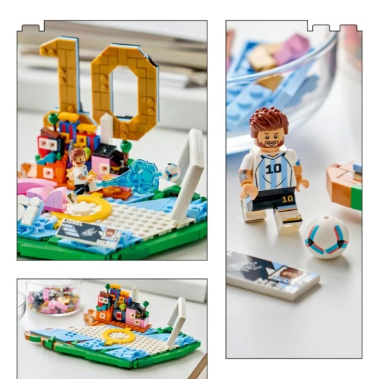 LEGO Editions 43011 Lionel Messi Focis csillagpillanatok minifigurával és argentin alappal