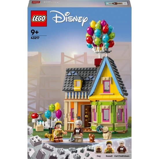 LEGO Disney House a fent című filmből: Részletes modell léggömbökkel, kéményekkel és karakterfigurákkal.