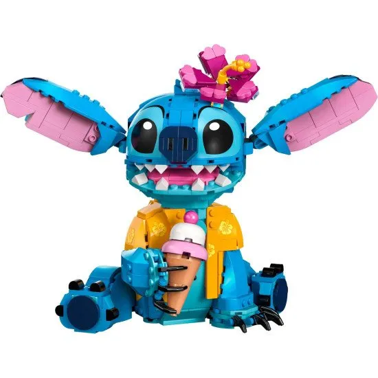 Játssz és mutasd be a LEGO® Disney Stitch-et mozgatható fülekkel, forgó fejjel, megépíthető fagylalttölcsérrel és virággal. Ideális ajándék Lilo és Stitch rajongóinak.