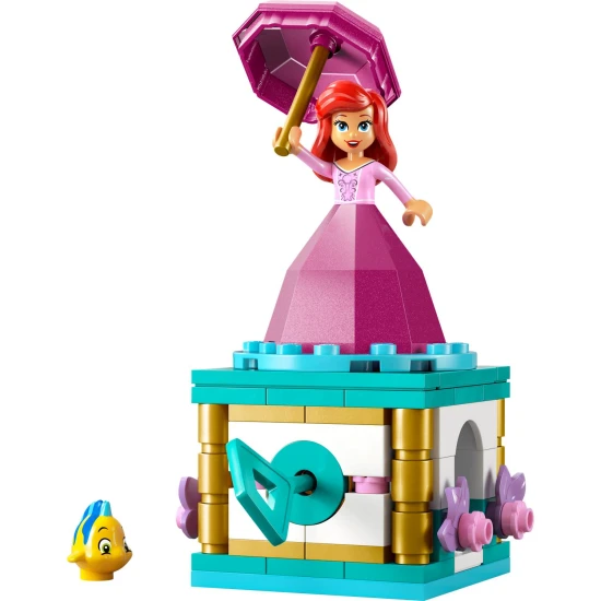 LEGO® Disney Rotating Ariel - gyönyörű építőkészlet forgó állvánnyal, Ariel és Fluttershy figurákkal és tárolóhellyel egy „gyémánt” ruhában