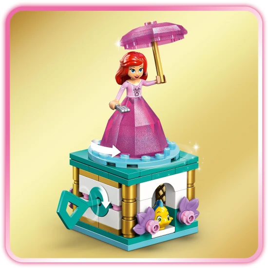 LEGO® Disney Rotating Ariel - gyönyörű építőkészlet forgó állvánnyal, Ariel és Fluttershy figurákkal és tárolóhellyel egy „gyémánt” ruhában